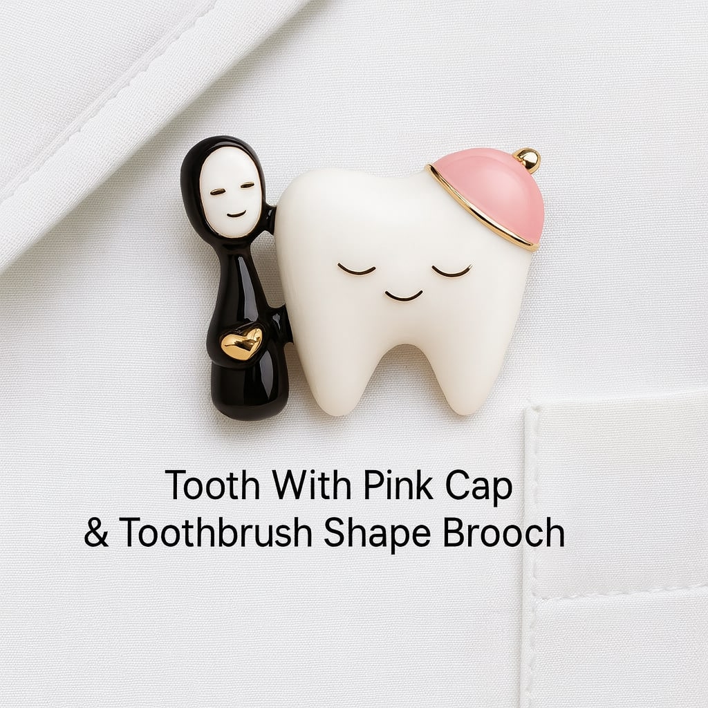 iDENTical Tooth With Pink Cap & Toothbrush Shape Brooch � Pack of 1 (ZYR-4060)