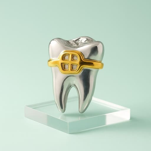 iDENTical Silver Crown With Golden Bracket Tooth Shape Brooch - Pack of 1 (ZYR-7491)