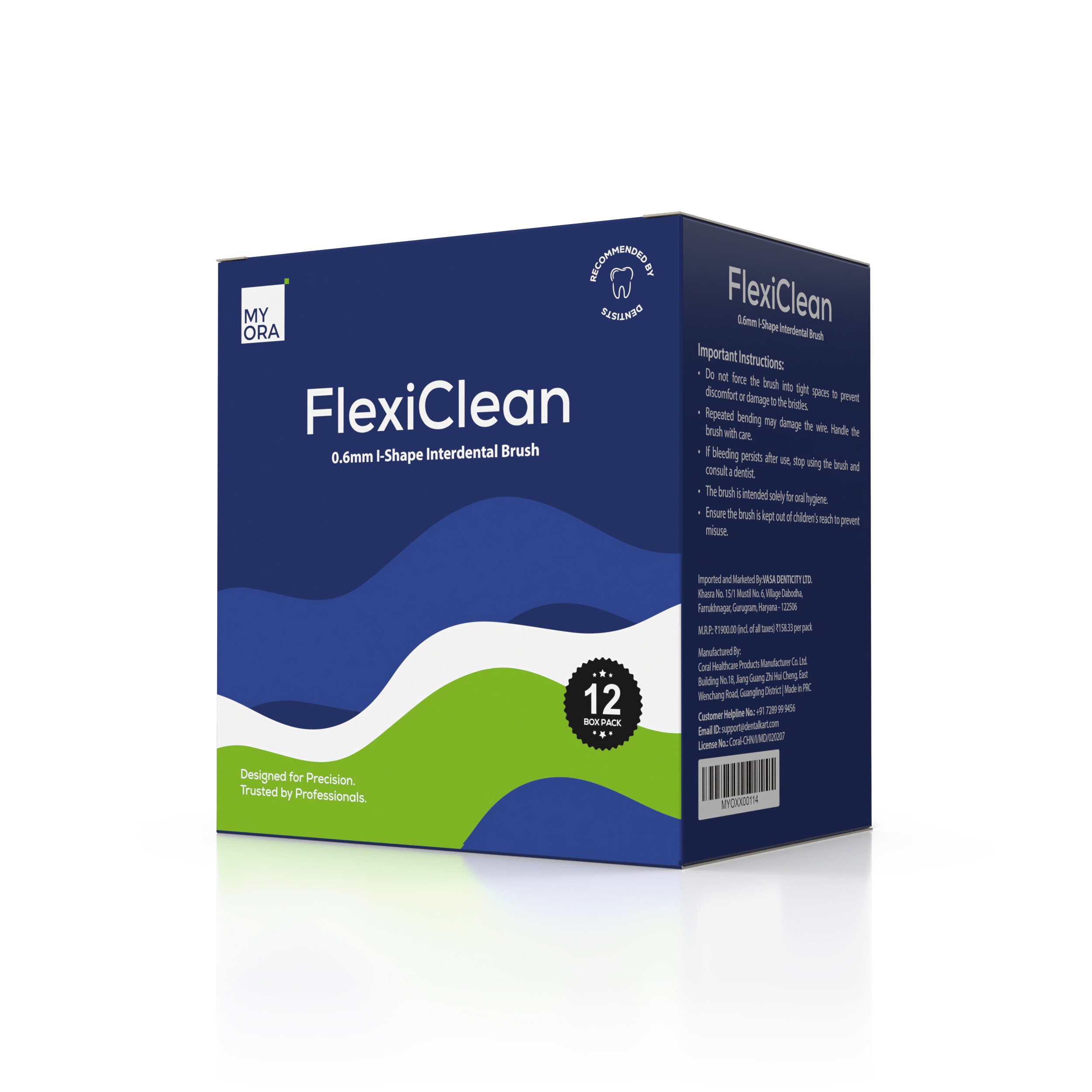 MyOra FlexiClean I-Shape Interdental Brush 0.6mm - Pack Of 12 (5 Pcs/Pack)