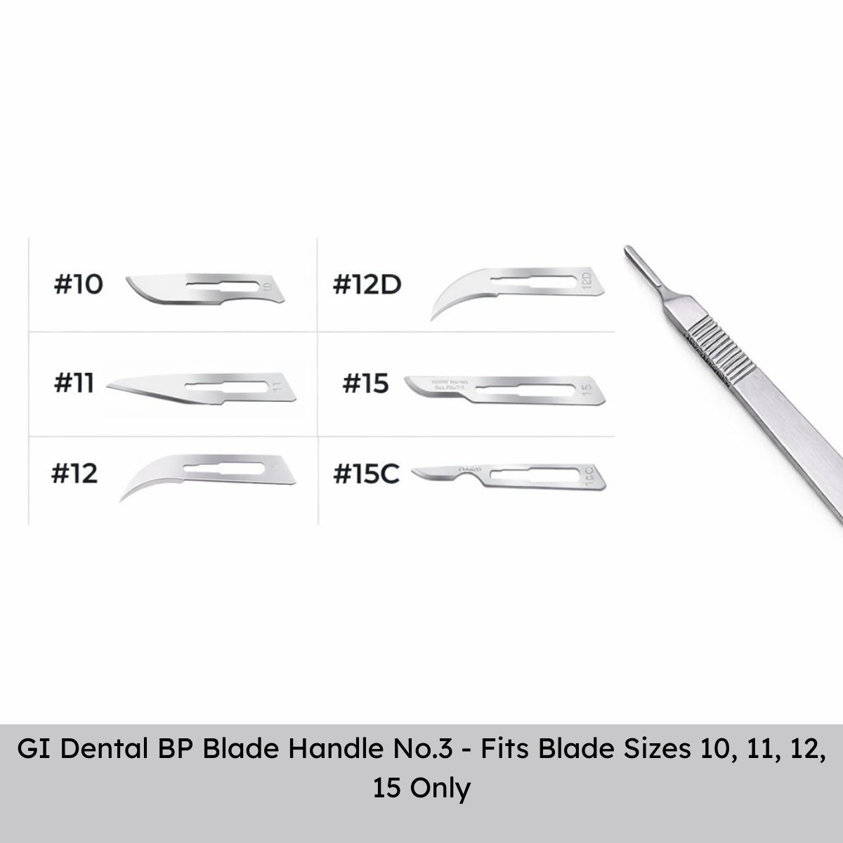 GI Dental BP Blade Handle No.3 - Fits Blade Sizes 10, 11, 12, 15 Only