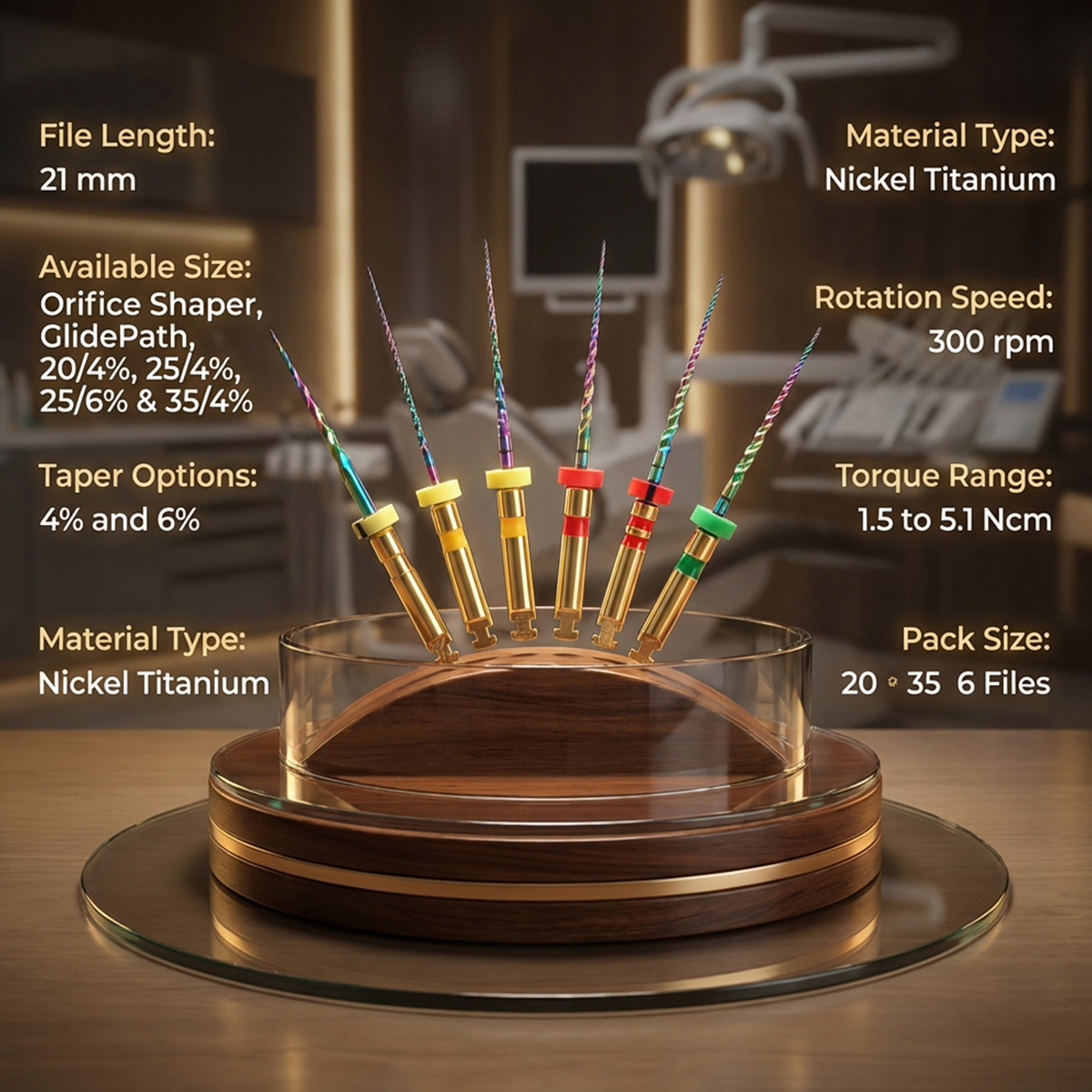 MIK CurvXGlide NiTi Rotary Files 21mm (Pack of 6)