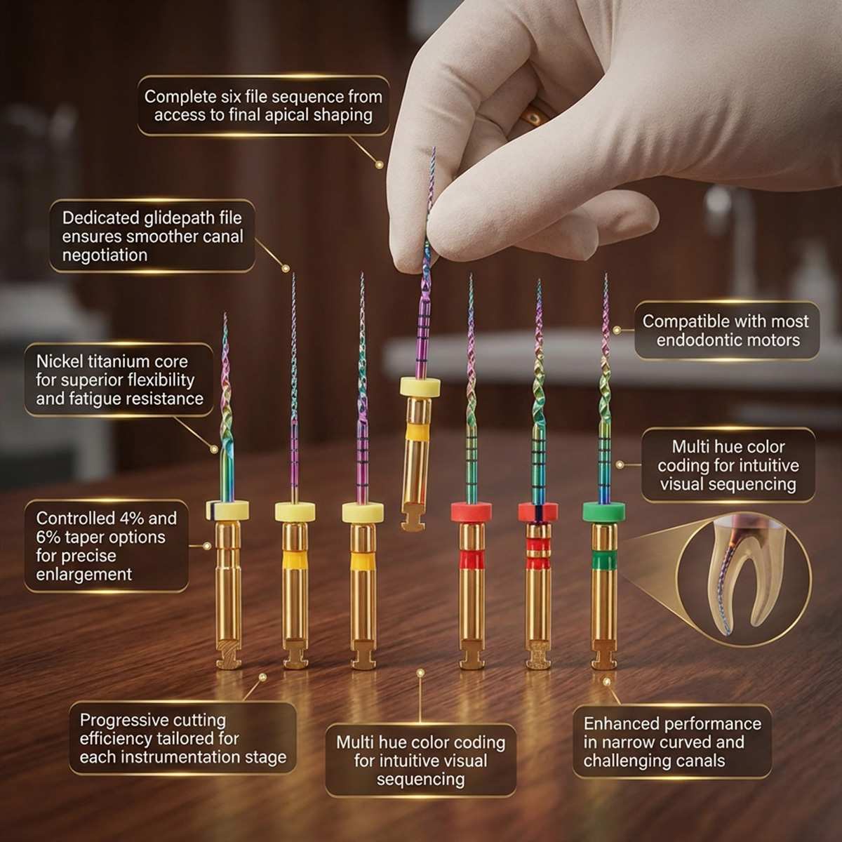 MIK CurvXGlide NiTi Rotary Files 25mm (Pack of 6)