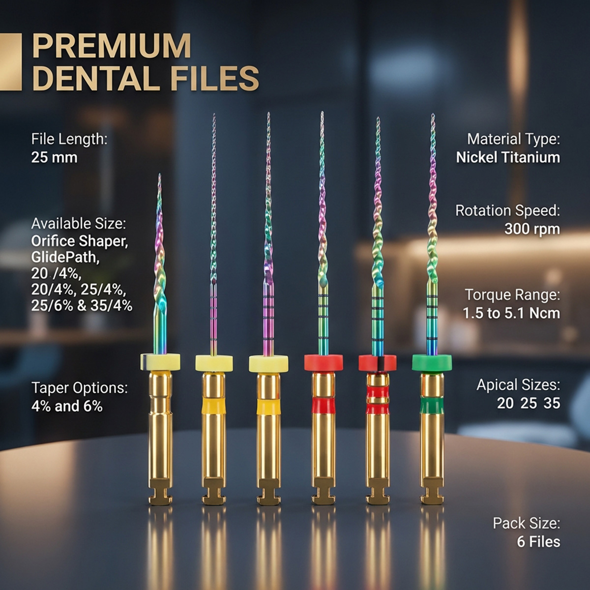 MIK CurvXGlide NiTi Rotary Files 25mm (Pack of 6)
