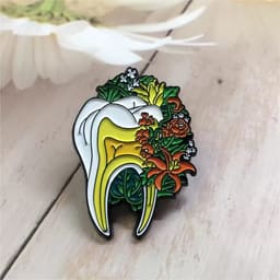 iDENTical Tooth Shape Brooch With Floral Design - Pack of 1 (ZYR-7608) - 4