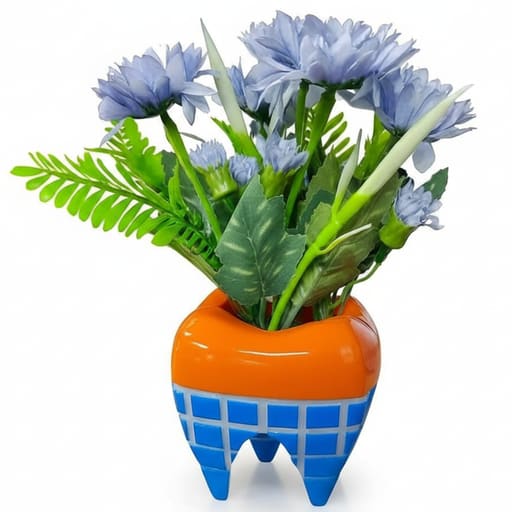 iDENTical Happy Molar Flower Pots With Artificial Daisies