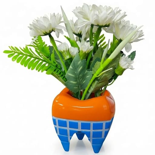 iDENTical Happy Molar Flower Pots With Artificial Daisies