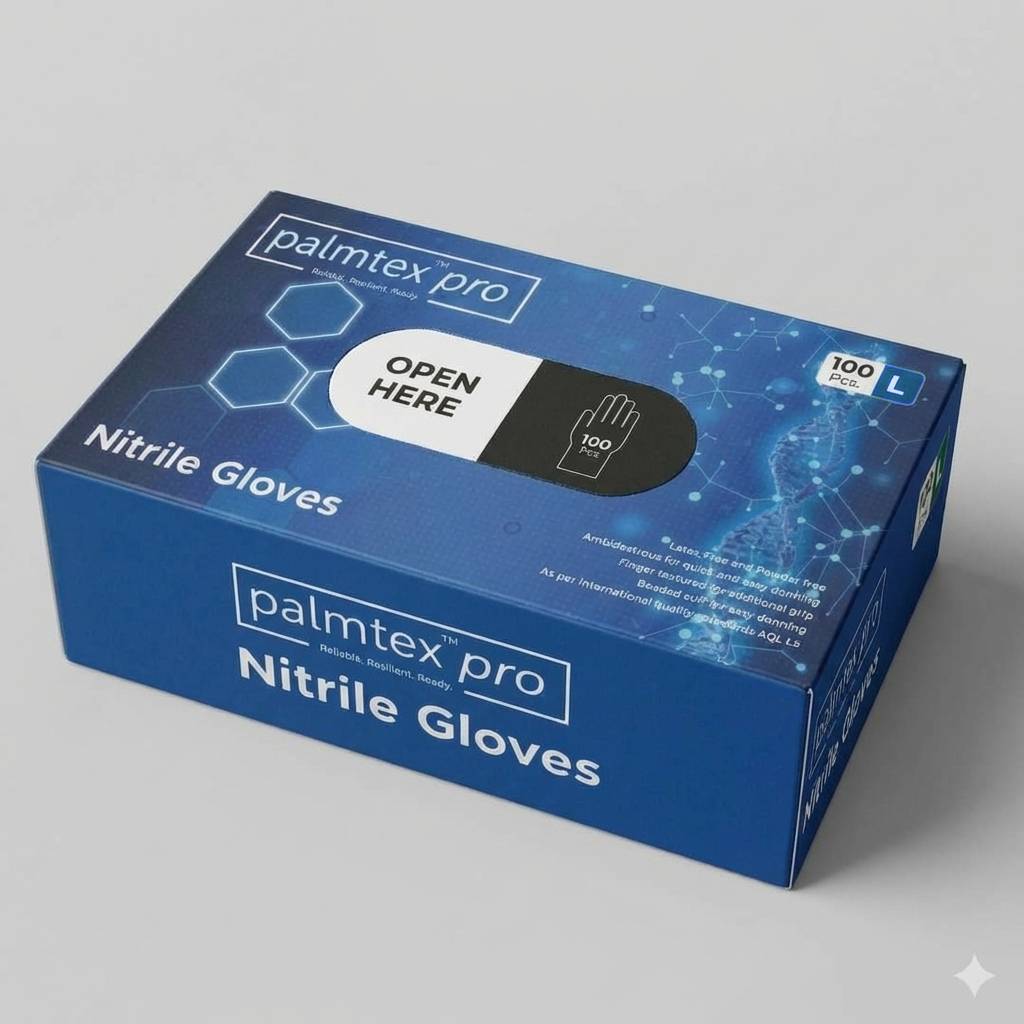 Palmtex Pro Nitrile Gloves Black - Large (Pack of 100)