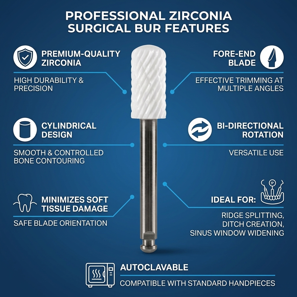 Julldent Zirconia Cylindrical Ridge Contouring Bur