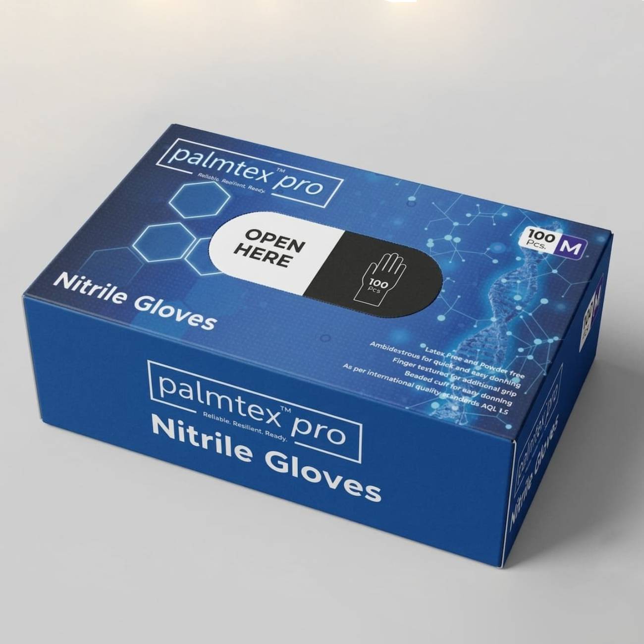 Palmtex Pro Nitrile Gloves Blue - Medium (Pack of 100)