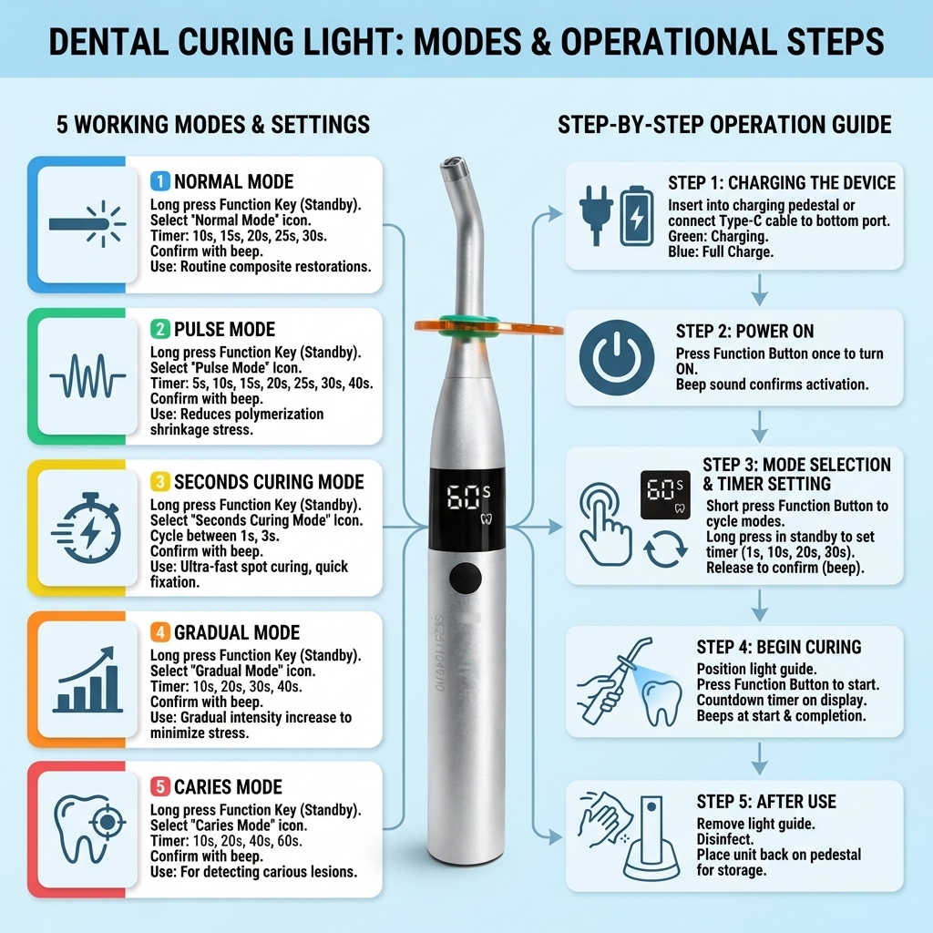 SuperEndo CuraOne 1 Second Light Cure Unit With Caries Detection