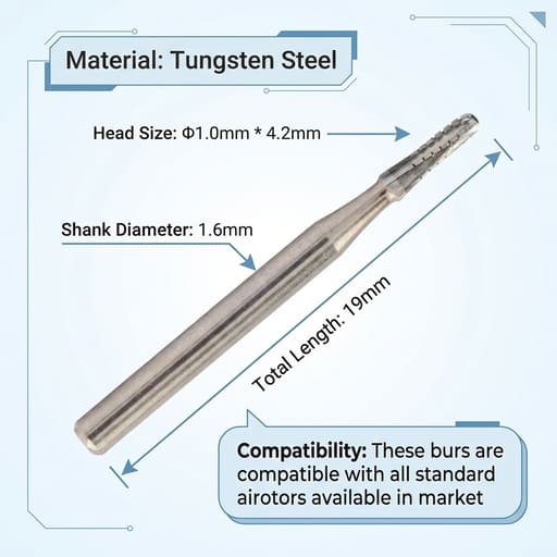NewDiamond Round End Straight Cross-Cut FG Airotor Carbide Bur 1557 (Pack of 1)