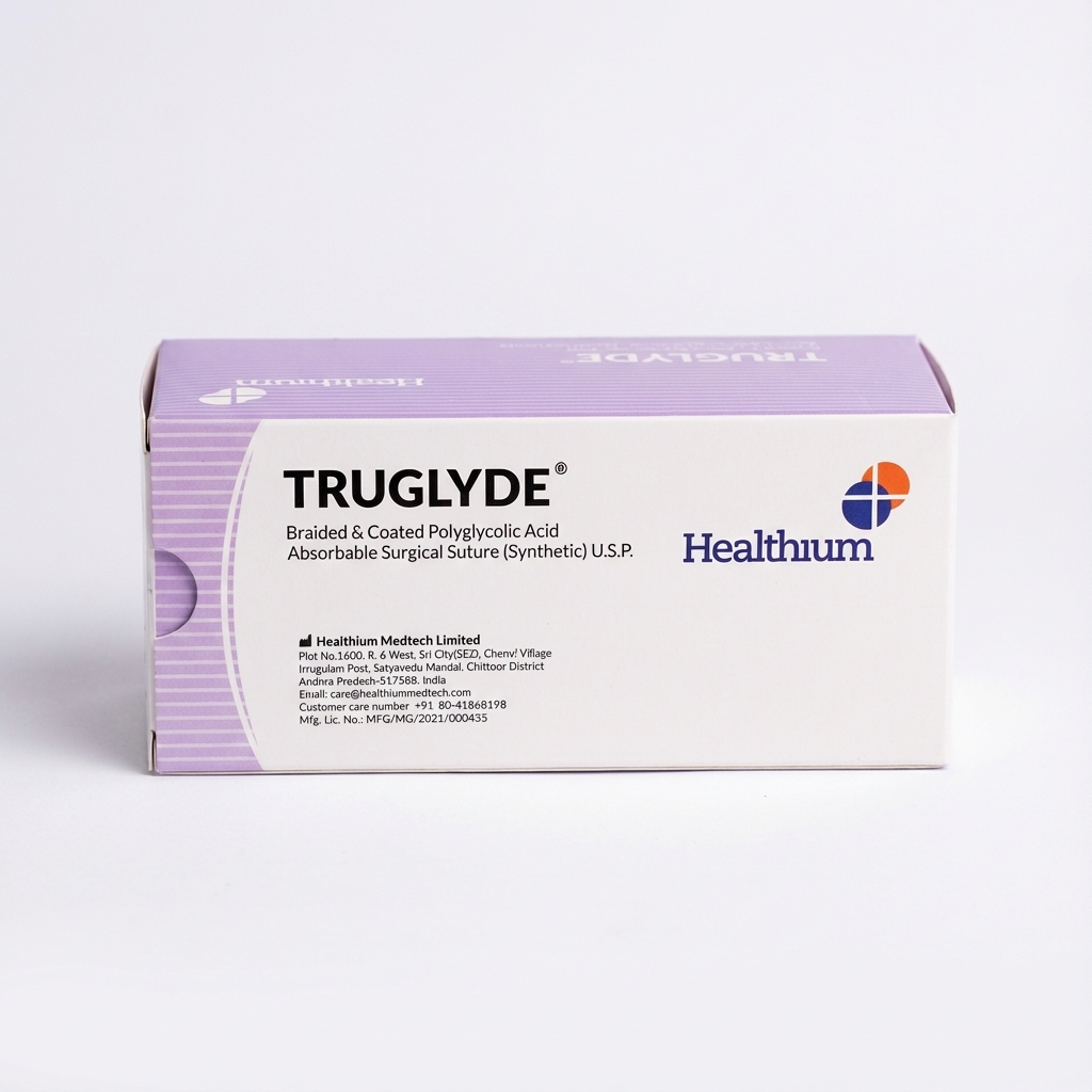Healthium Truglyde Braided Coated Polyglycolic Acid Synthetic Absorbable Sutures