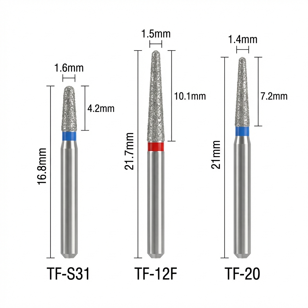 Mani Diamond Airotor Burs - Taper Flat End / Tf Series