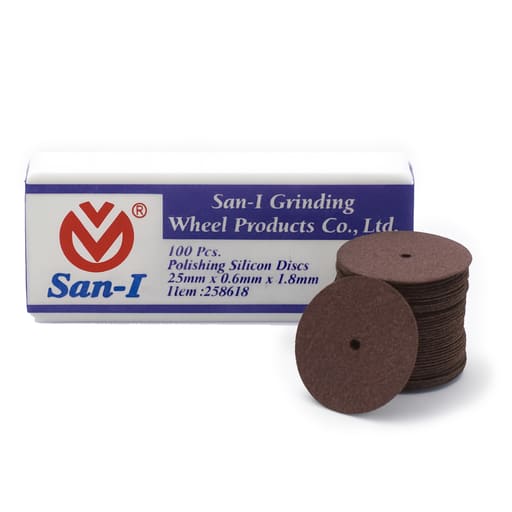 San-I Silicon Carbide Surface Grinding & Seperation Discs for Ceramics Ø25 x 0.60 x 1.8mm (100pcs)        