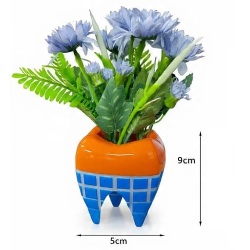iDENTical Happy Molar Flower Pots With Artificial Daisies