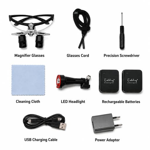EndoKing Dental Surgical Loupes 4-6X Adjustable Magnification with LED Headlight
