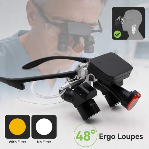 EndoKing Dental Surgical Loupes 4-6X Adjustable Magnification with LED Headlight