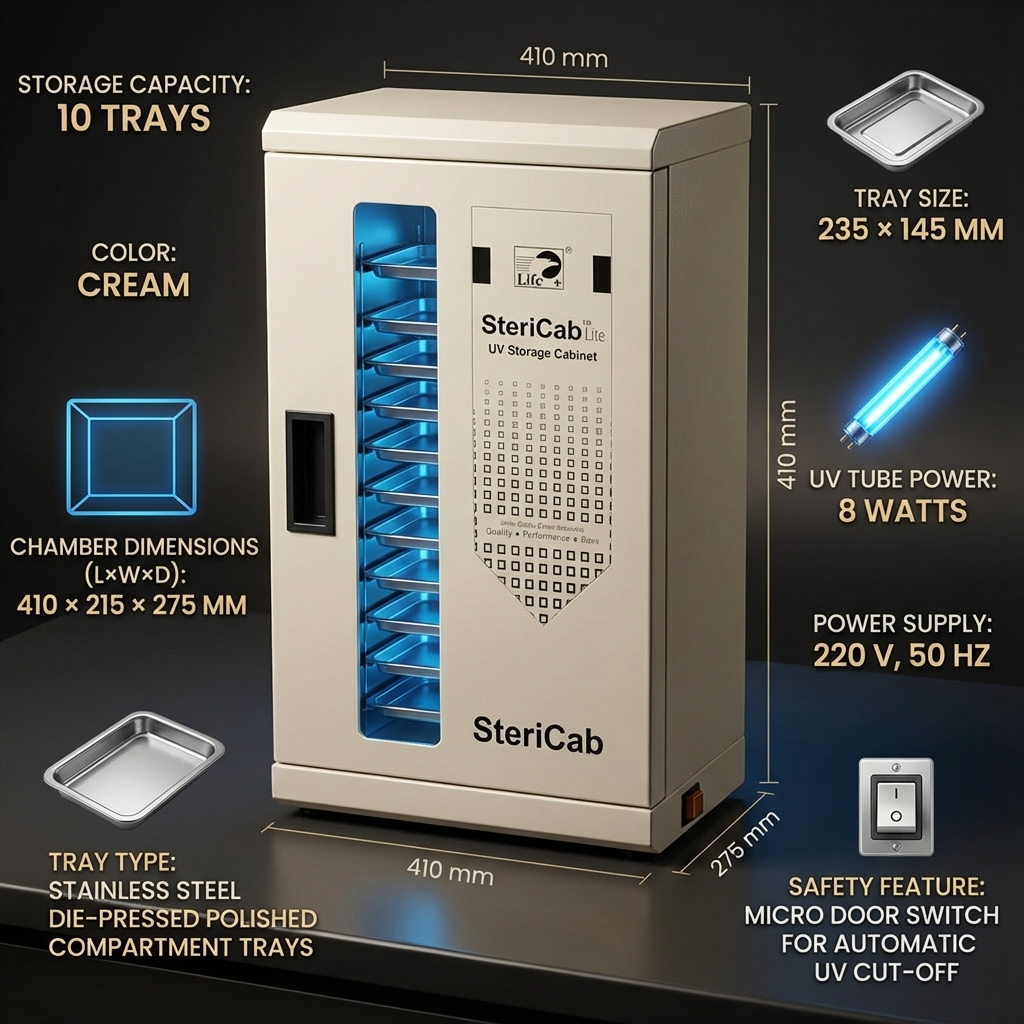 Life SteriCab UV Cabinet with 10 Trays Storage Option - Cream