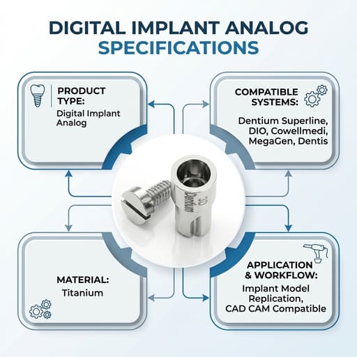 Dentaltech Digital Analog - Dentium Superline | DIO | Cowellmedi | MegaGen | Dentis | implantswiss Compatible