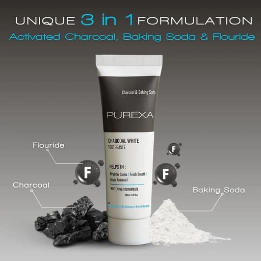 Purexa Charcoal White Toothpaste (Pack Of 10)