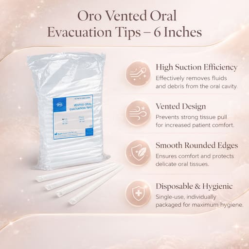 Oro Vented Oral Evacuation Tips - 6 inches (Pack of 100)