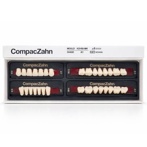 Rubydent CompacZahn Acrylic Denture natural shade Teeth A1- H3-K6-M4 (Set of 28) (2 layered)