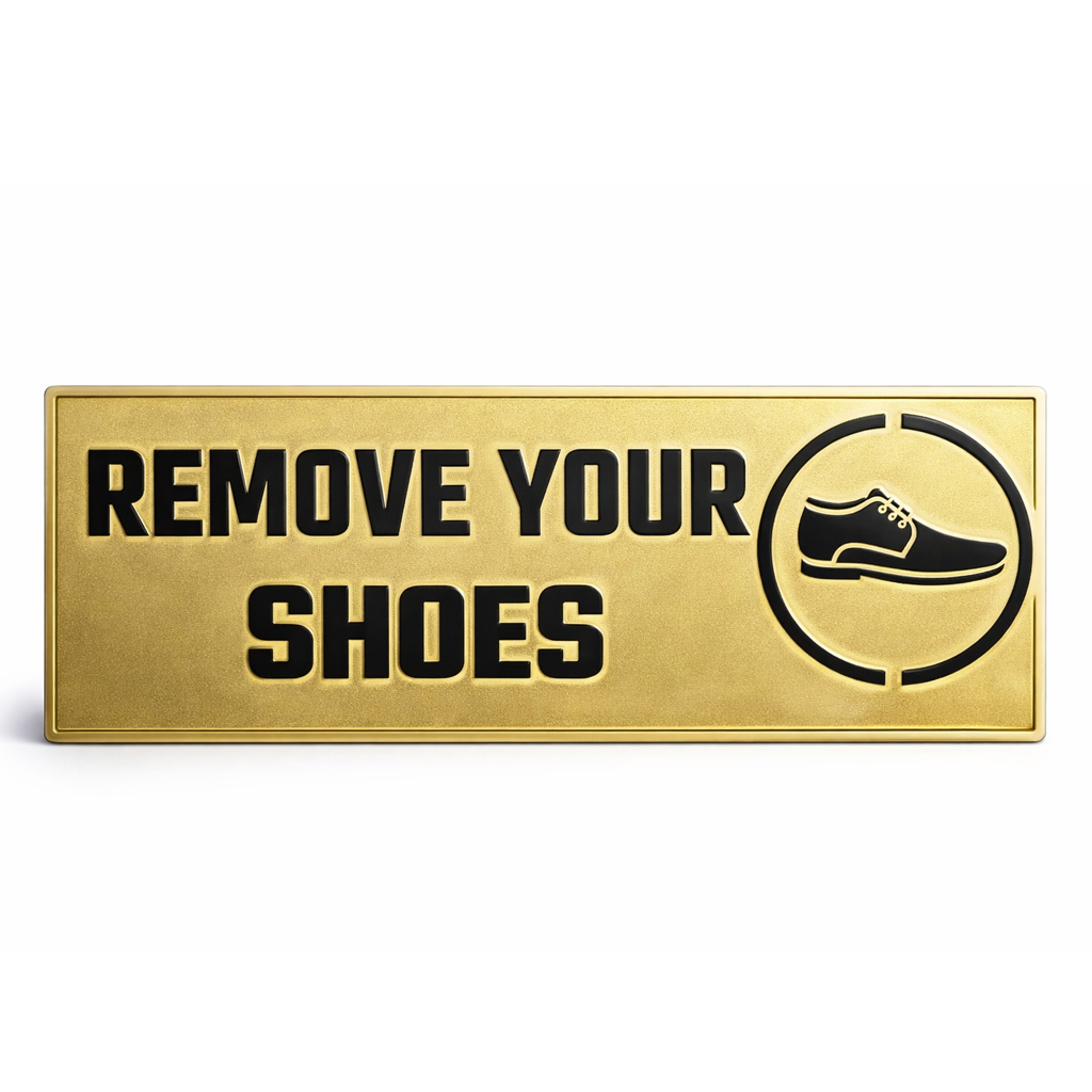 Unique Dents Acrylic Sign Plate - Remove Your Shoes
