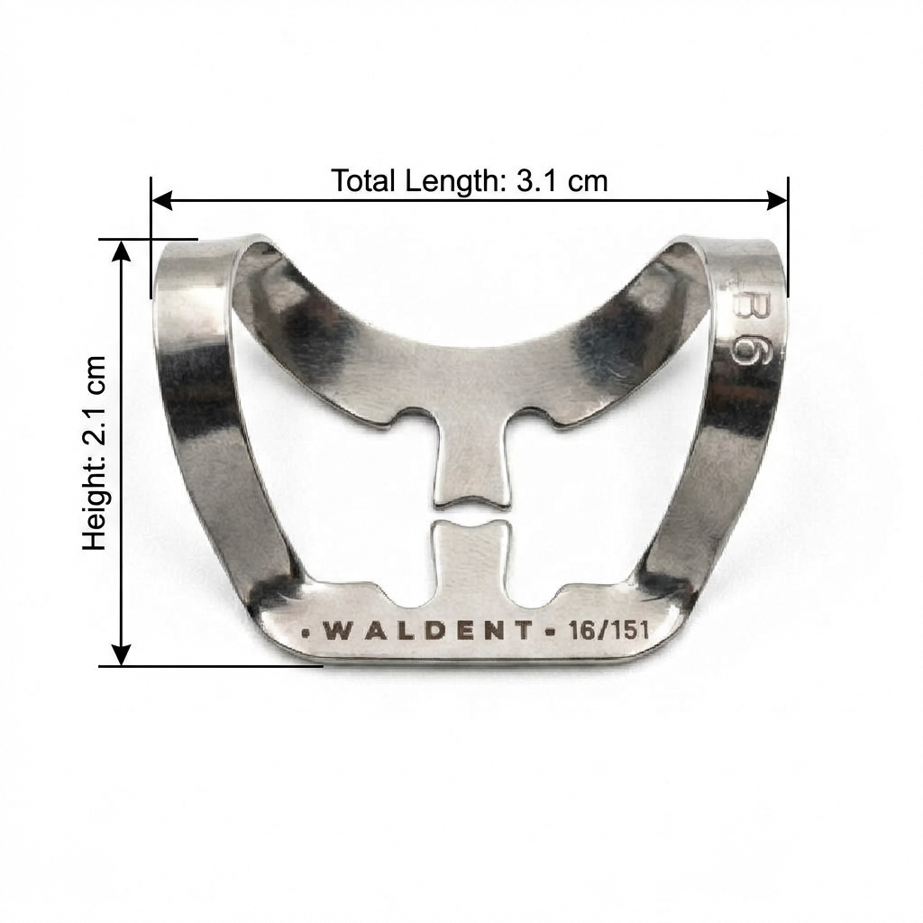 Waldent Brinker Rubber Dam Universal Clamp Adult | For Bicuspids & Incisors - B6 (16/151)