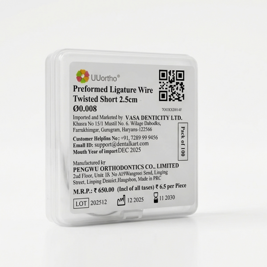 UU Ortho Preformed Ligature Wire Twisted Short 2.5cm -  ∅0.008" (Pack of 100)