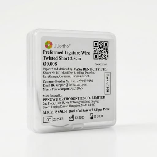 UU Ortho Preformed Ligature Wire Twisted Short 2.5cm - ∅0.008" (Pack of 100)