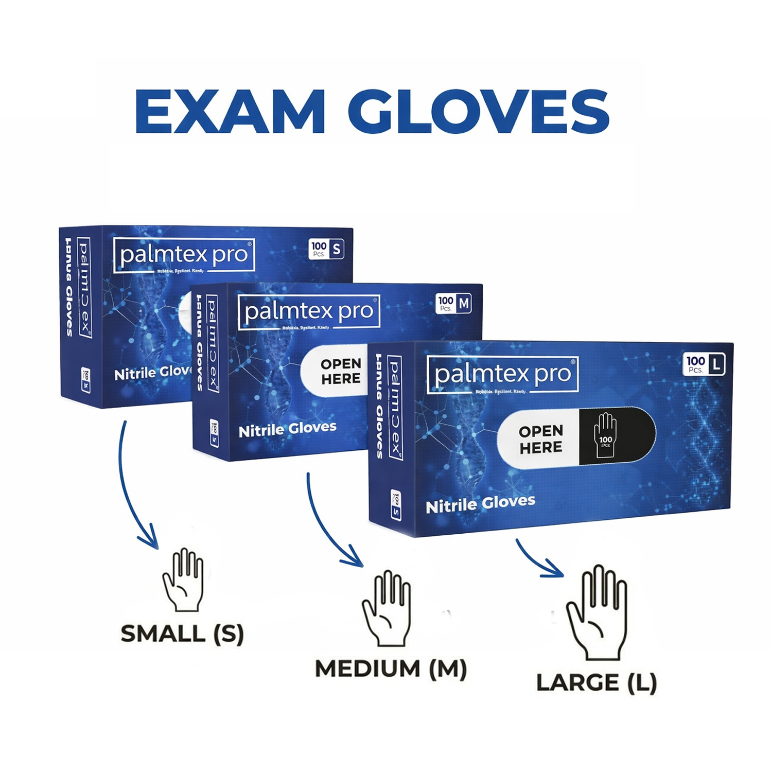 Palmtex Pro Nitrile Gloves Blue (Pack of 100)