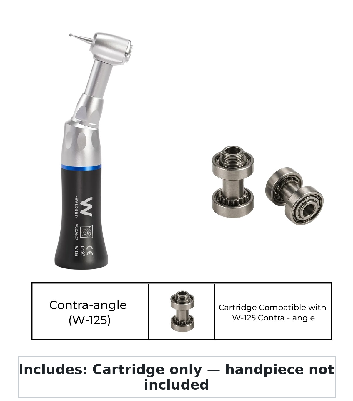 Cartridge For Waldent Push Button Contra-angle Handpiece - Black (W-125)