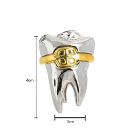 iDENTical Silver Crown With Golden Bracket Tooth Shape Brooch - Pack of 1 (ZYR-7491) - 2