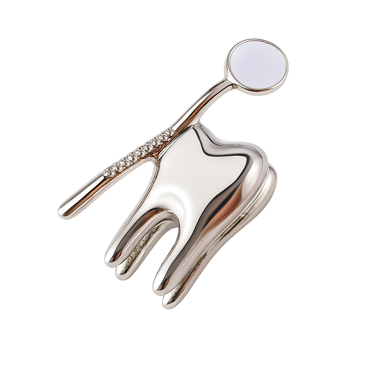 iDENTical Silver Crown With Mirror Tooth Shape Brooch - Pack of 1 (ZYR-7423)