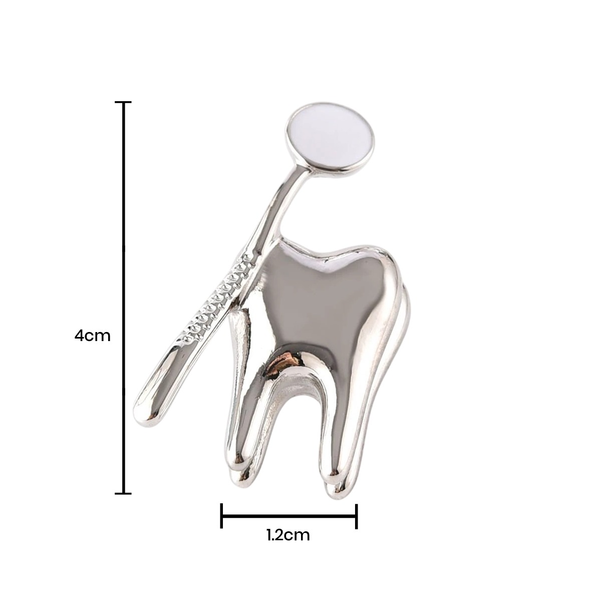 iDENTical Silver Crown With Mirror Tooth Shape Brooch - Pack of 1 (ZYR-7423)