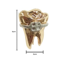 iDENTical Golden Crown With Silver Bracket Tooth Shape Brooch - Pack of 1 (ZYR-7490) - 2