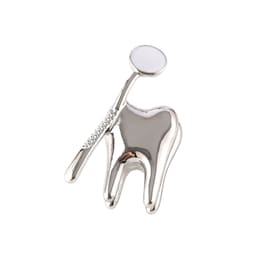 iDENTical Silver Crown With Mirror Tooth Shape Brooch - Pack of 1 (ZYR-7423) - 1