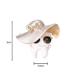iDENTical Tooth With Oversized Sun Hat Shape Brooch Pack Of 1 (ZYR-7801) - 3