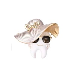 iDENTical Tooth With Oversized Sun Hat Shape Brooch Pack Of 1 (ZYR-7801) - 1