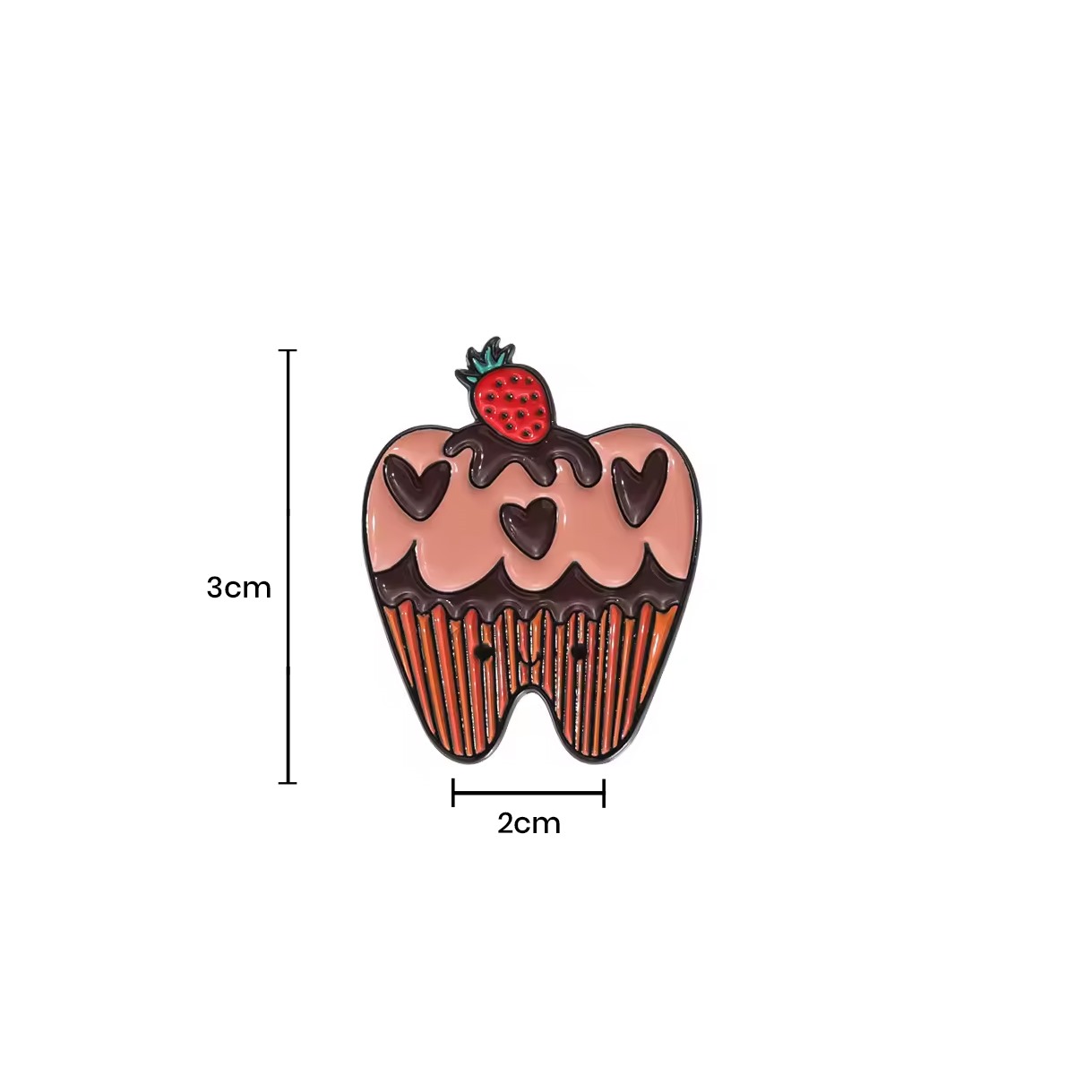 iDENTical Strawberry Tooth Shape Brooch - Pack of 1 (ZYR-7369)