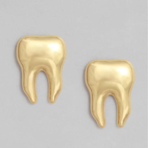 iDENTical Golden Crown Shape Earrings - Set Of 1 (ZYR-4072)