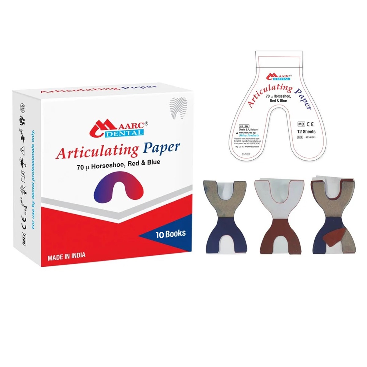 Maarc Articulating Paper 70 Microns Horseshoe Shaped - Blue/Red (5533/001/E)