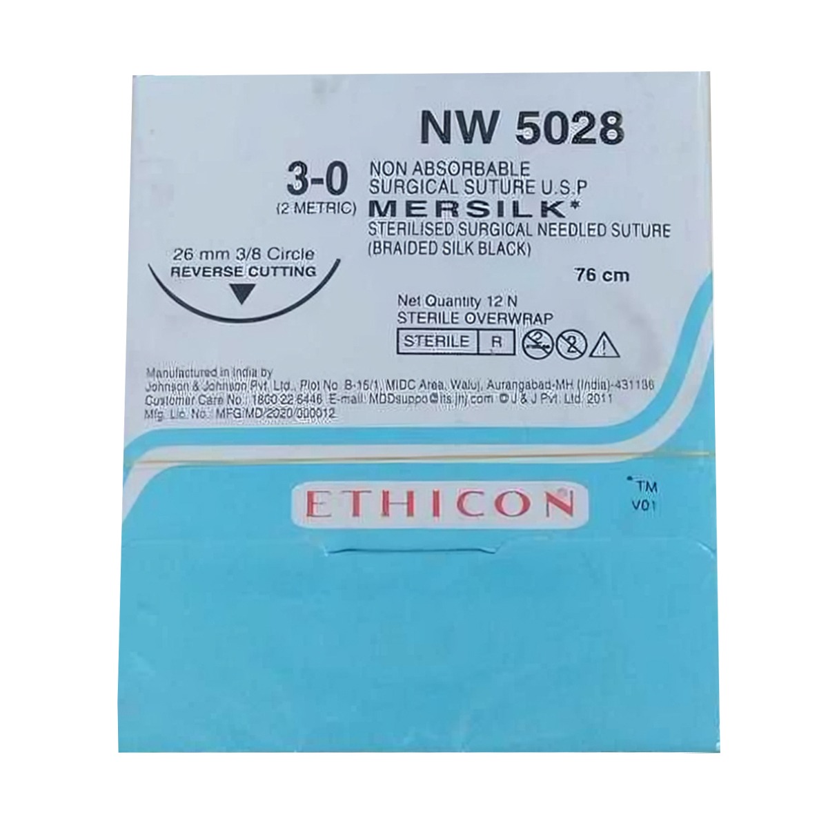 Ethicon Mersilk #3-0 Black Braided Suture