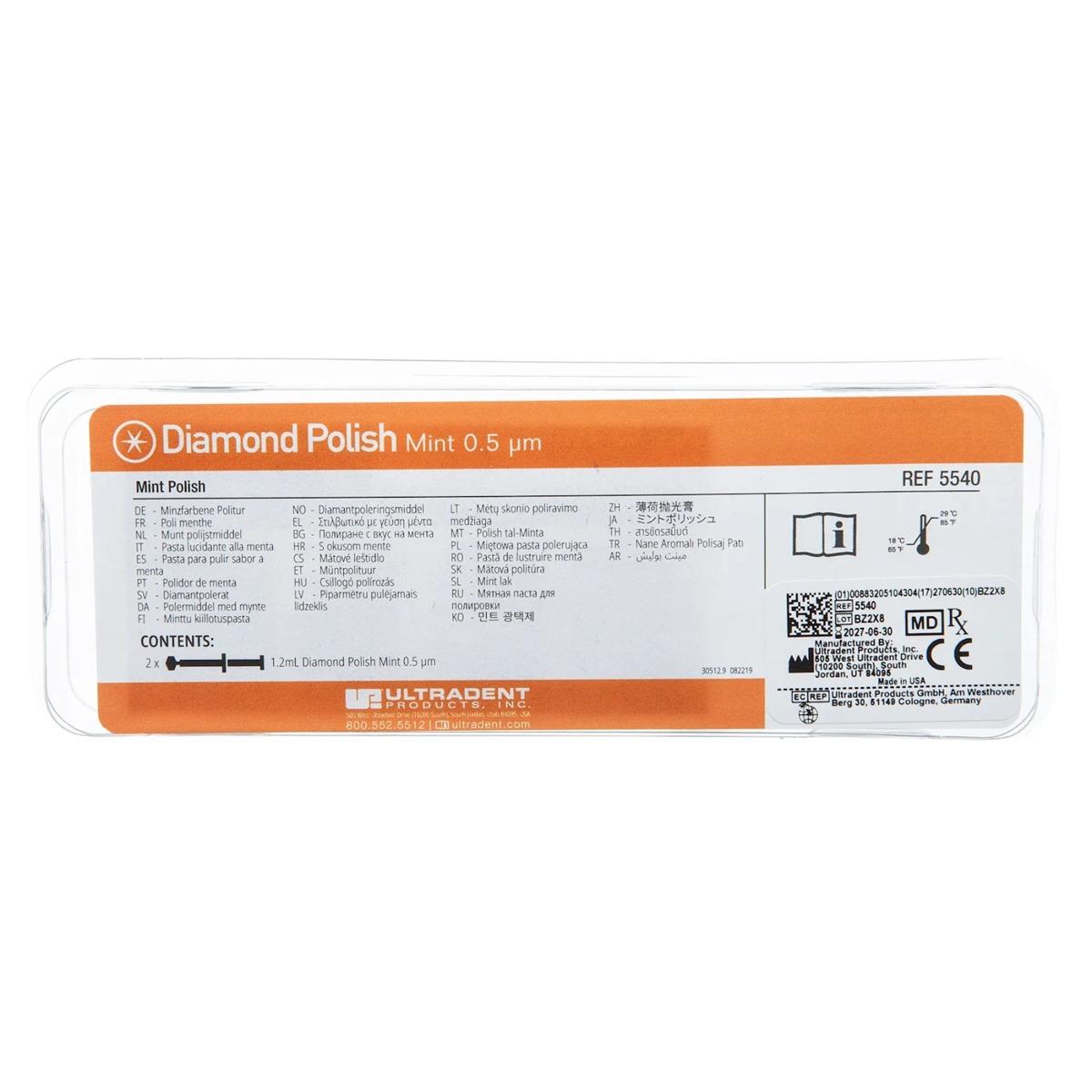 Ultradent Diamond Polish Mint Micron Refill - 0.5 Micron (5540) Pack of 2