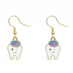 iDENTical Tooth Shape Dangler Earrings With Smiley Design Purple Set Of 1  (ZYR-4083-1) - 1