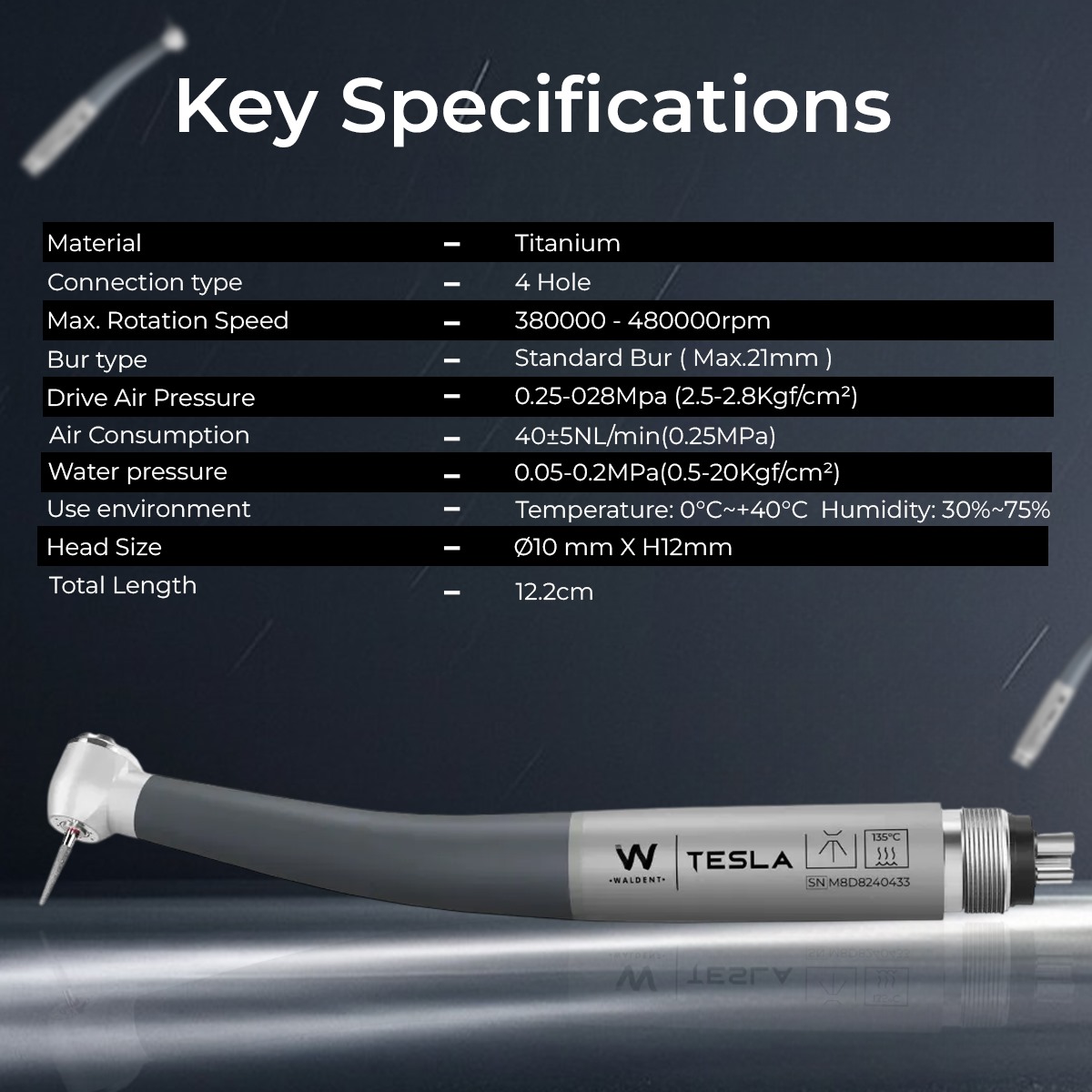 Waldent Tesla Airotor Standard Head - 4 Hole Connection (W-166)