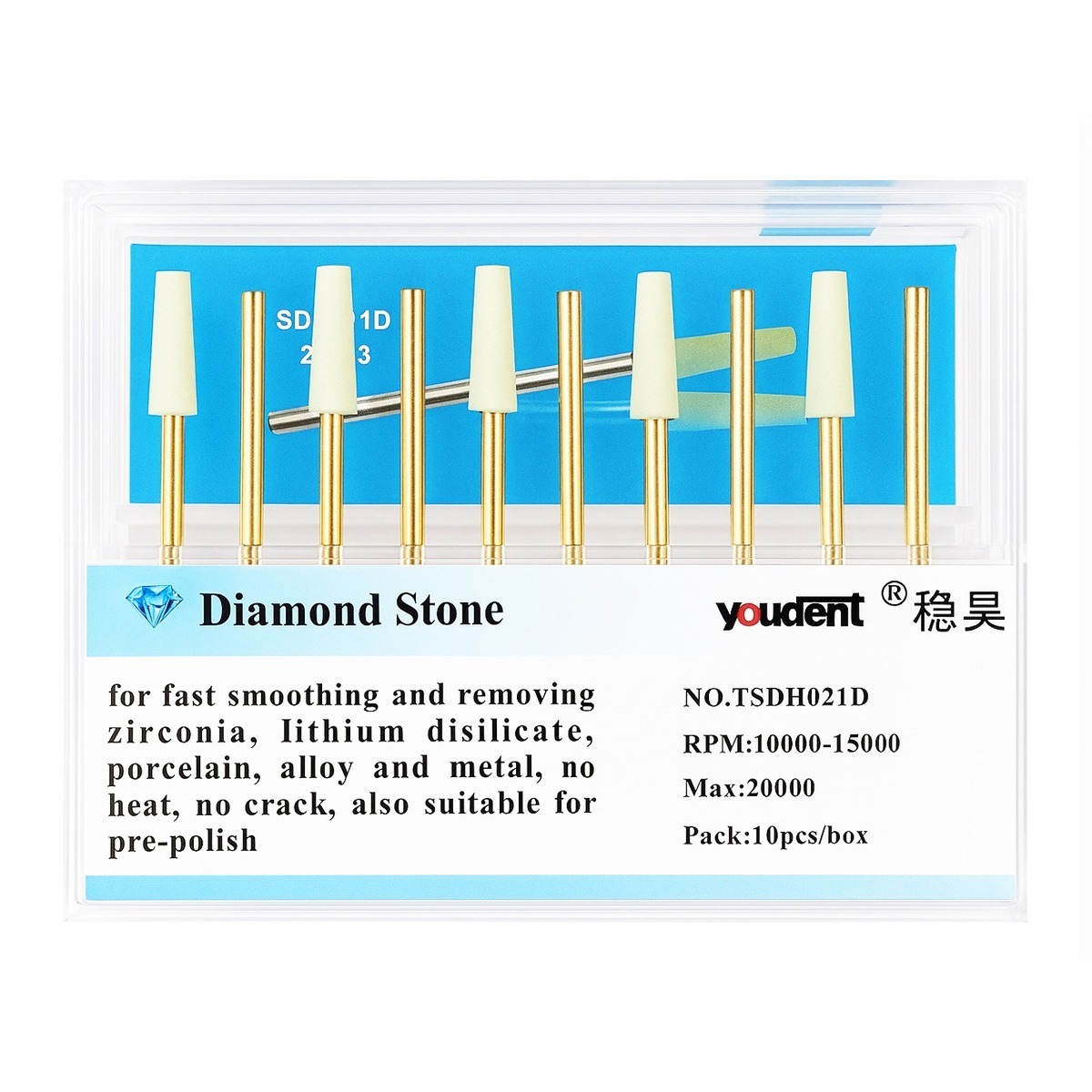 Youdent Diamond Stones For Zirconia, Ceramic, Porcelain & Metal HP (TSDH021D)