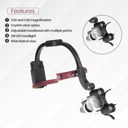 Waldent Head Mounted Double Light Magnifying Surgical Loupes - 8