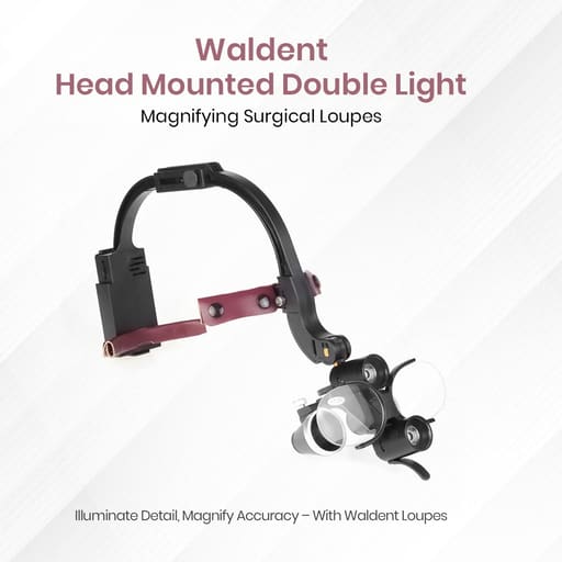 Waldent Head Mounted Double Light Magnifying Surgical Loupes