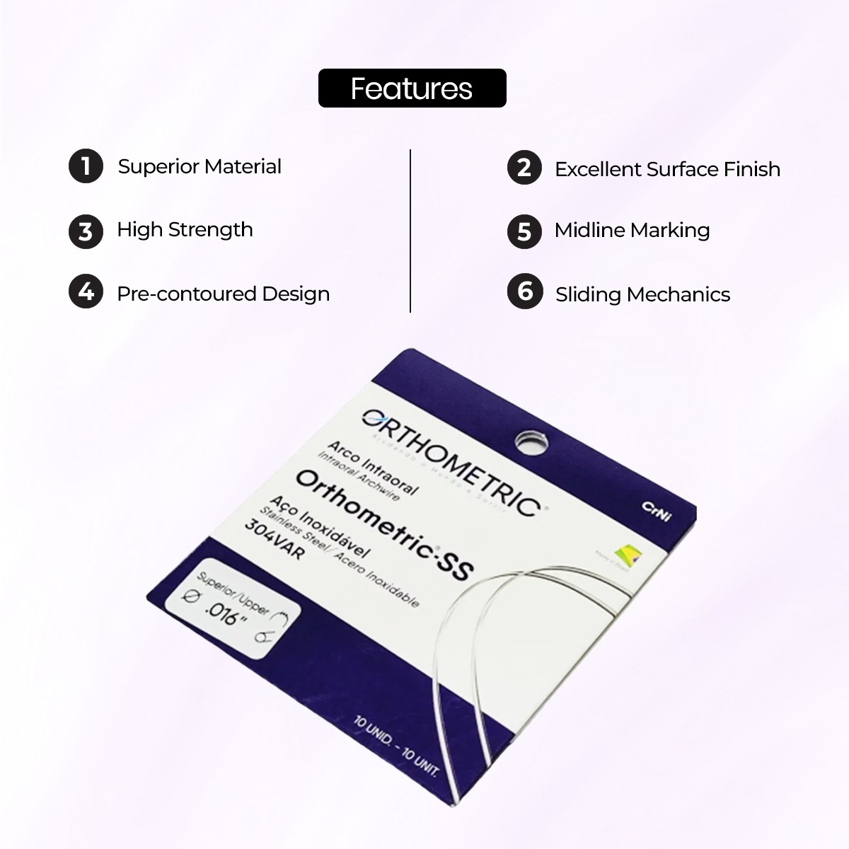 OrthoMetric Stainless Steel Archwires - Round (10/Pk)